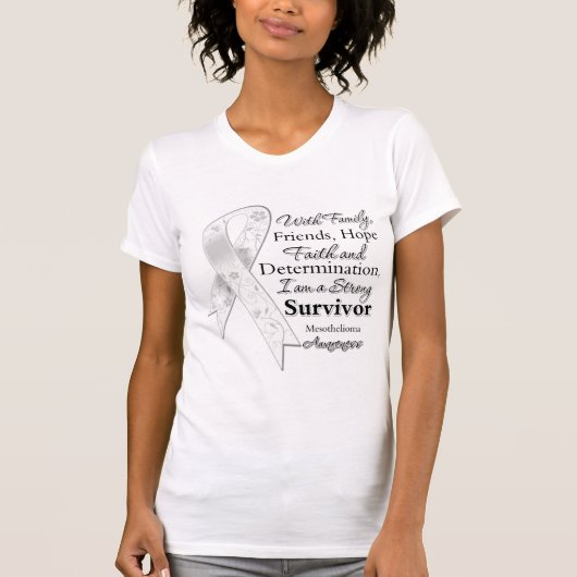中皮腫サポート強い生存者 Tシャツ (正面)