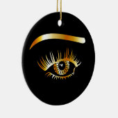 中眉毛および詳細が付いている金目 セラミックオーナメント (右)