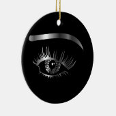 中眉毛および詳細が付いている銀製の目 セラミックオーナメント (右)