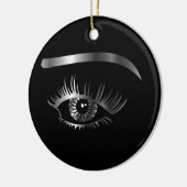 中眉毛および詳細が付いている銀製の目 セラミックオーナメント (左)