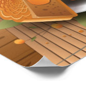 中秋フェスティバルうさぎ、ムーンケーキ、茶 ポスター (角)