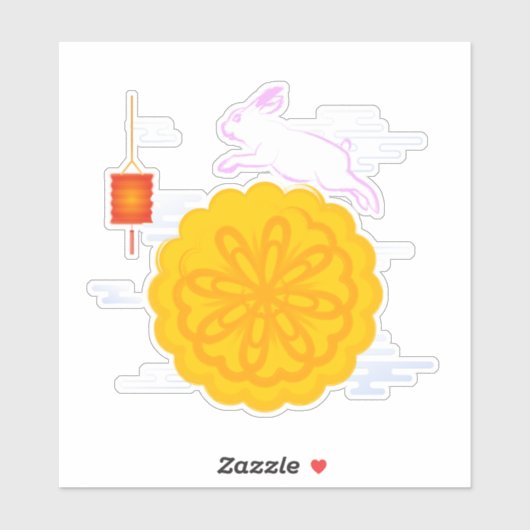 中秋フェスティバルムーンケーキジャンピングムーンラビット シール (シート)