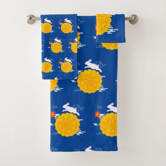 中秋フェスティバルムーンケーキジャンピングムーンラビット バスタオルセット (インサイチュ)