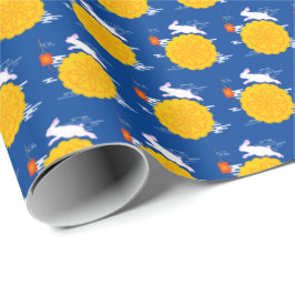 中秋フェスティバルムーンケーキジャンピングムーンラビット ラッピングペーパー