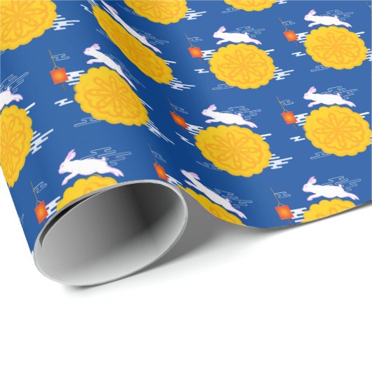 中秋フェスティバルムーンケーキジャンピングムーンラビット ラッピングペーパー (ロールコーナー)