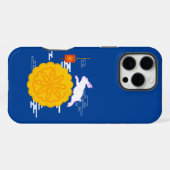 中秋フェスティバルムーンケーキジャンピングムーンラビット iPhoneケース (裏面横)