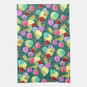 中秋フェスティバルムーンケーキティール(緑がかった色)キッチンタオル キッチンタオル (縦)