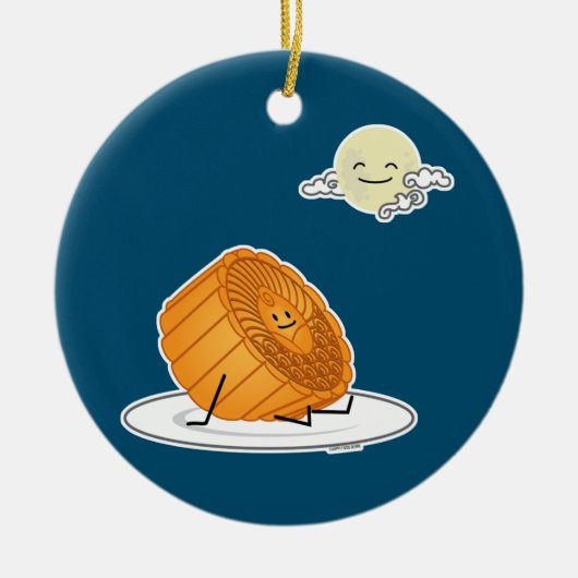 中秋フェスティバルムーンケーキ月面ケーキ過去 セラミックオーナメント (正面)