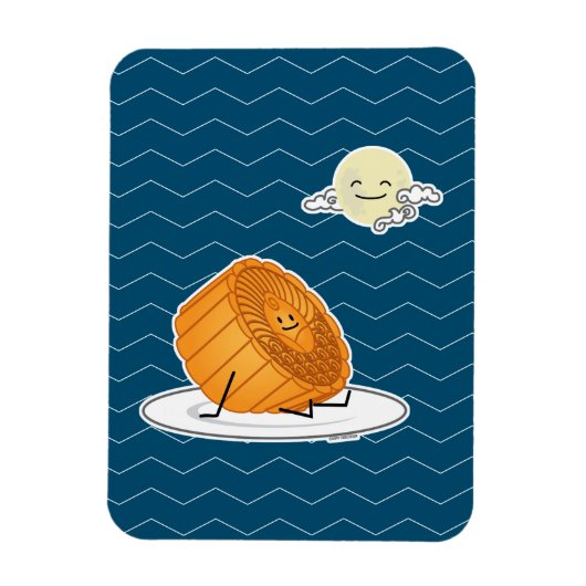 中秋フェスティバルムーンケーキ月面ケーキ過去 マグネット (縦)