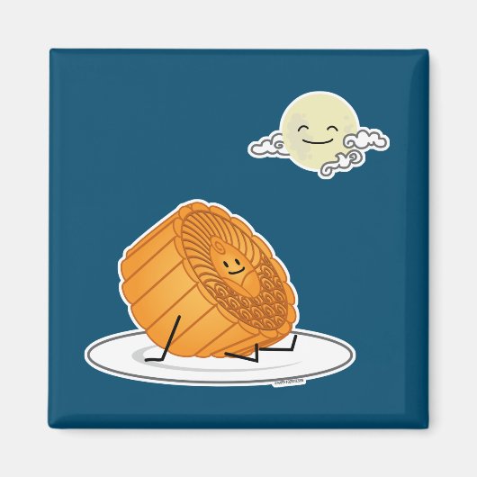 中秋フェスティバルムーンケーキ月面ケーキ過去 マグネット (正面)