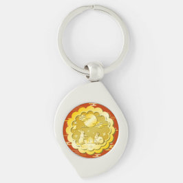 中秋フェスティバル金ゴールドムーンケーキムーンラビット キーホルダー