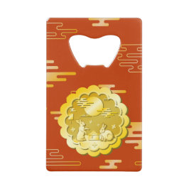 中秋フェスティバル金ゴールドムーンケーキムーンラビット クレジットカード栓抜き