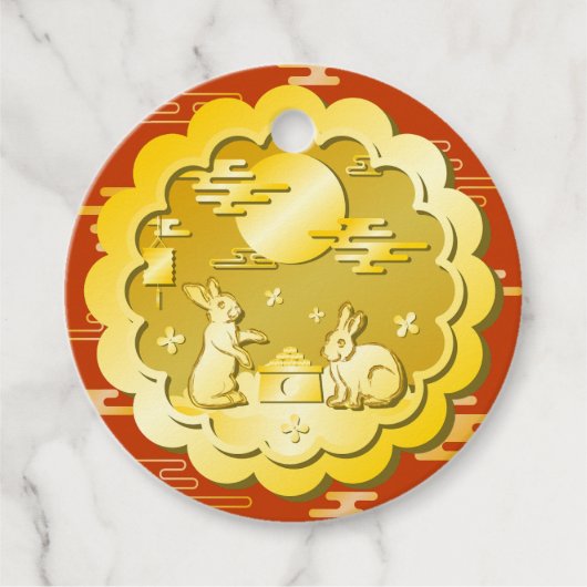 中秋フェスティバル金ゴールドムーンケーキムーンラビット フェイバータグ (正面)