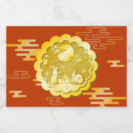 中秋フェスティバル金ゴールドムーンケーキムーンラビット リキュールボトルラベル