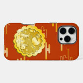 中秋フェスティバル金ゴールドムーンケーキムーンラビット iPhoneケース (裏面横)