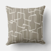 中程度のウォームグレーのレトロ幾何学的パターン クッション (裏面)