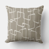中程度のウォームグレーのレトロ幾何学的パターン クッション (正面)