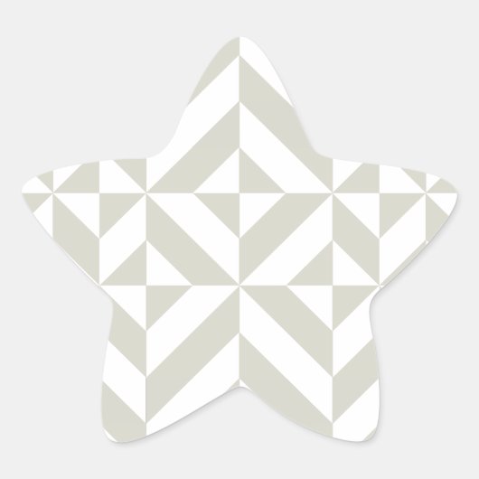 中程度のグレーの幾何学的なデコキューブパターン 星シール (正面)