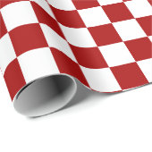 中程度のチ赤と白ェック ラッピングペーパー (ロールコーナー)