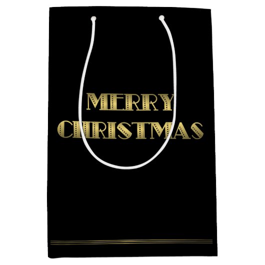 中程度のブラックアールデコクリスマス抱き枕 ミディアムペーパーバッグ (正面)