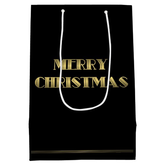 中程度のブラックアールデコクリスマス抱き枕 ミディアムペーパーバッグ (裏面)