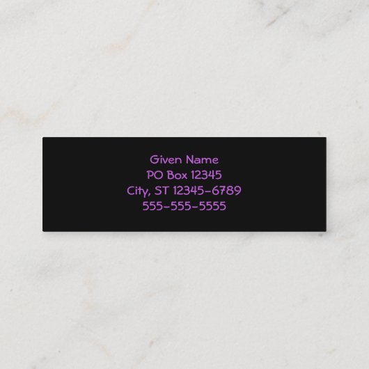 中程度の蘭ひげ スキニー名刺 (裏面)