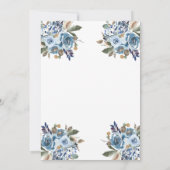 中立および青い花柄|の写真の洗礼 サンキューカード (裏面)