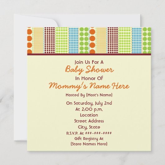 中立のベビーシャワー：ボホドッ詰まったツベア 招待状 (正面)