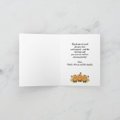 中立の虎三つ子の赤ちゃんシャワーありがとう サンキューカード (内部)