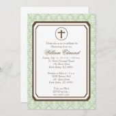 中立エレガントな《キリスト教》洗礼式や命名式の招待状-緑 招待状 (正面/裏面)