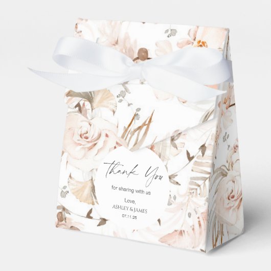 中立ベージュエレガントフローラ庭園の結婚式の好意 フェイバーボックス (正面サイド)