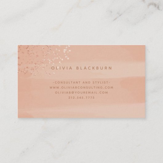 中立ボホ|抽象芸術水彩とバラ金ゴールド 名刺 (裏面)