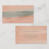 中立ボホ|抽象芸術水彩とバラ金ゴールドB 名刺 (正面/裏面)