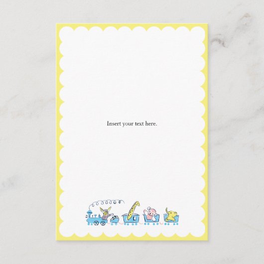 中立動物の列車|のレトロのベビーシャワーの挿入物 エンクロージャーカード (正面)