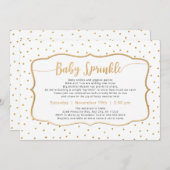 中立性ベビーに金ゴールド紙吹雪 招待状 (正面/裏面)