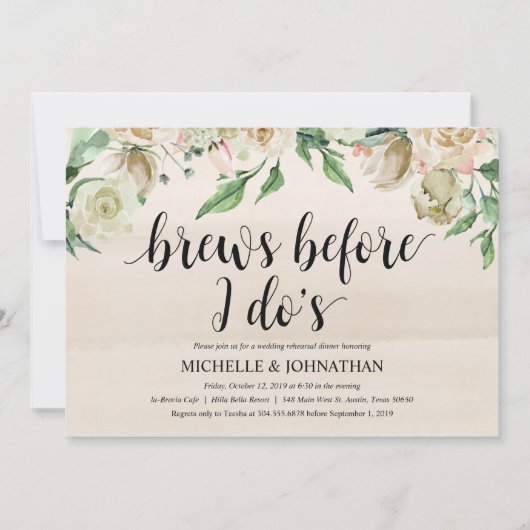 中立春の結婚式のリハーサルの夕食の招待状 招待状 (正面)