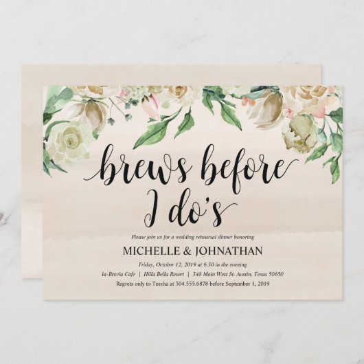 中立春の結婚式のリハーサルの夕食の招待状 招待状 (正面/裏面)