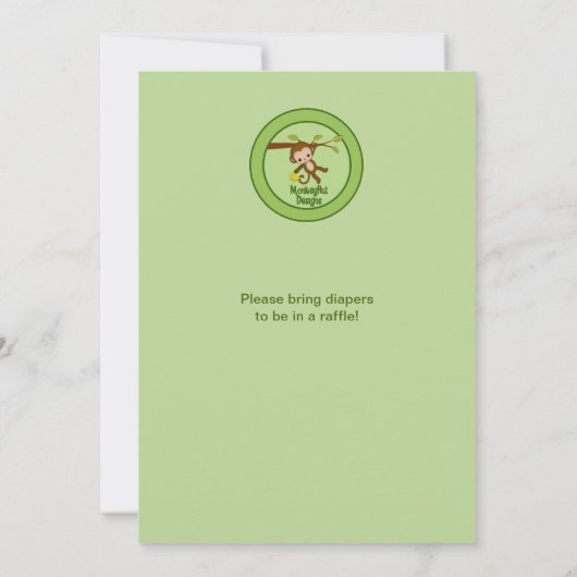 中立猿のベビーシャワー招待状緑MM2 招待状 (裏面)
