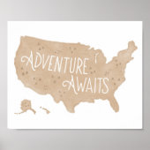 中立的な冒険が待っているアメリカ地図 子供部屋の装飾 ポスター (正面)