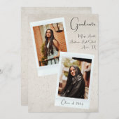 中立的な審美的な写真の卒業発表 招待状 (正面/裏面)
