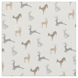 中立茶色の情報通のシカパターン ファブリック