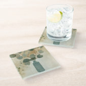 中立配置 – 花瓶の緑 ガラスコースター (アングル)