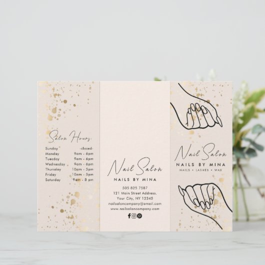 中立金ゴールド仕様ネイルサロン価格表パンフレット (スタンド正面)