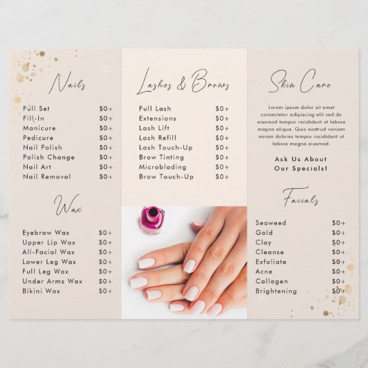 中立金ゴールド仕様ネイルサロン価格表パンフレット (裏面)