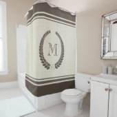中立麻布およびココアスタイルの空想のモノグラム シャワーカーテン (インサイチュ)