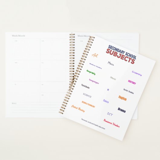 中等科目 プランナー手帳 (ディスプレー)