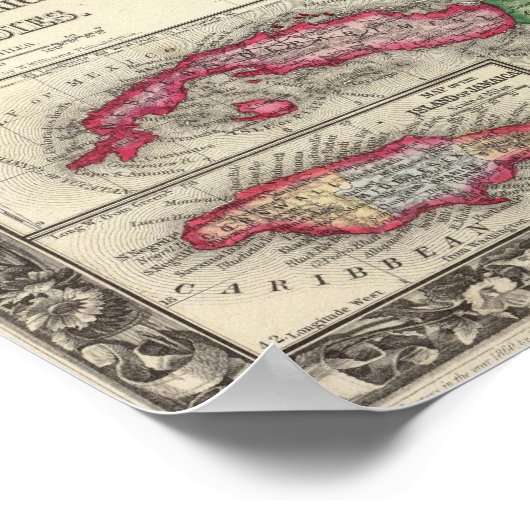 中米メキシコの地図 ポスター (角)