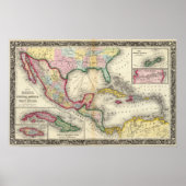 中米メキシコの地図 ポスター (正面)