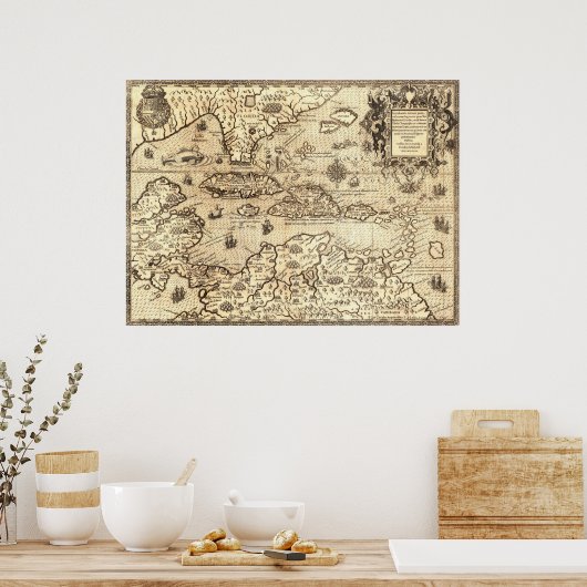 中米古代地図 ポスター (キッチン)