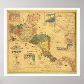 中米地図1862 ポスター (正面)